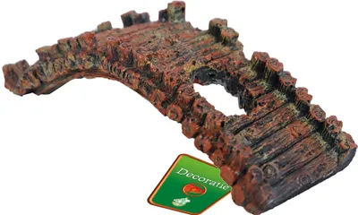 Productafbeelding van De Boon Oude brug aquarium ornament met 2 schuilgaten | bruin | 17 cm