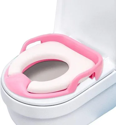 Produktbild von Famanu Toilettensitz für Kinder mit Sicherheitsgriffen und komfortablem Polster - Rosa