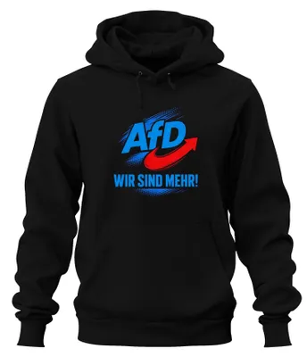 Obrázek produktu pro AfD, "Jsme více Německa", vlastenecký výrok, mikina s kapucí, černá, velikost M