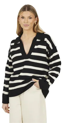 Produktbild von Brave Soul - Pullover für Damen, V-Ausschnitt WH126 (XS) (Schwarz)
