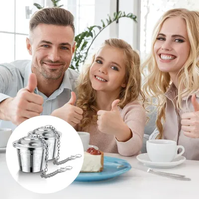 Produktbild von 2 Stück Teeei-Infuser aus 304 Edelstahl für losen Blatttee - Premium Teesiebe mit lebensmittelechtem Mesh.