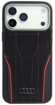 Zdjęcie produktu dla Etui Audi R8 Genuine Leather Magsafe Do Iphone 17 Pro Max - Czarno-Czerwony