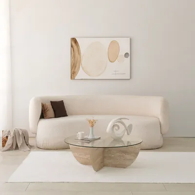 Produktbild von Skye Decor, Lily, Couchtische, Travertin, Glas, 90 x 30 x 90 cm