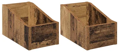 Image de Boîte pour disques vinyles, 2 pièces. Bois de récupération, 18 x 32 x 18 cm. Matériau composite en bois