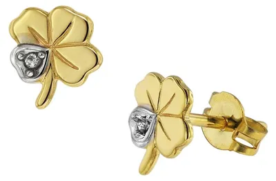 Produktbild von trendor Damen Ohrringe Kleeblatt 333 Gold 8 Karat Bicolor 75094