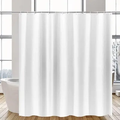 Produktbild von Wasserabsperrvorhang 200x200 Weiß Schimmelabwehrend, Textil Polyester Stoff Wasserabsperrvorhang Wasserabweisend Maschinell waschbar mit Magnet, Breite 200 x Höhe 200cm