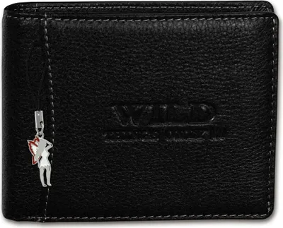 Zdjęcie produktu dla Wild Things Only skórzany portfel damski męski czarny 12,5x2,5x9,5cm OPJ114S