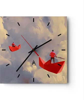 Produktbild von Wanduhr - Quadrat - Glasuhr - Abstraktion modern - 40x40cm - Schleichendes Uhrwerk - Lautlos - zum Aufhängen bereit - Dekoration Modern - Wanddekoration aus Glas - C3AC40x40-3832