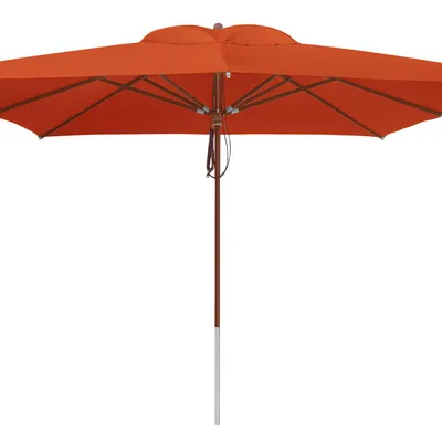 Produktbild von anndora Sonnenschirm mit Holz 4x4m eckig Terracotta - Winddach - UV-Schutz - Quadratischer Marktschirm mit Holz - Stoff waschbar - Terracotta