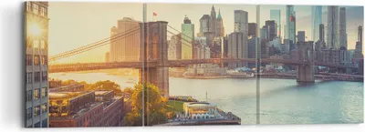 Produktbild von Bild auf Leinwand - Leinwandbild - New York Brücke - 120x40cm - Wand Bild - Wanddeko - Wandbilder - Leinwanddruck - Bilder - Kunstdruck - Wanddekoration - Leinwand bilder - Wandkunst - CA120x40-4047
