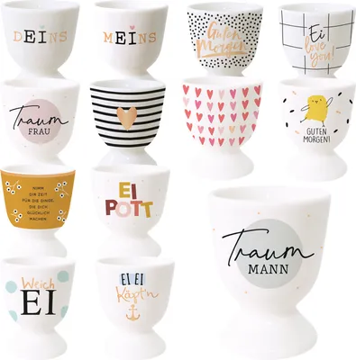 Produktbild von LS-LebenStil Echt-Gold Eierbecher Spruch "Traummann" edle Gute Laune Eibecher Eierhalter Eihalter Deko Frühstückstisch Geschenk Hochzeit Verlobung