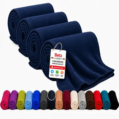 Produktbild von Betz 4 Stück Luxus Fleecedecken 130x170 cm Kuscheldecken  Farbe dunkelblau, KI-generiertes Bild