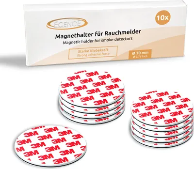 Produktbild von ECENCE Rauchmelder Magnethalter 10 Stück selbstklebende Magnethalterung für Rauchmelder Ø 70mm s