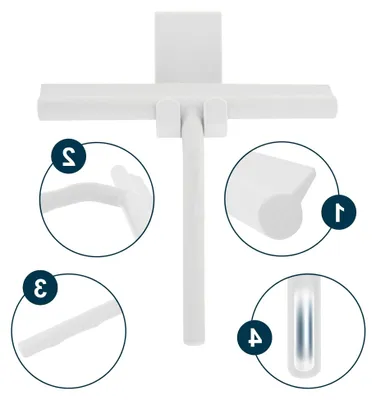 Produktbild von Duschabzieher 21 cm - Silikon Fensterabzieher - Badaccessoires - Abzieher für Dusche, Glas und Spiegel - Duschkabinenabzieher - Weiß