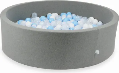 Produktbild von Dry Grey Pool 130x40 mit 700 Bällen: transparent, weiß, hellblau, hellblau perl