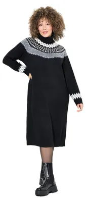 Productafbeelding van Ulla Popken dames tricotjurk, zwart, maat 46+