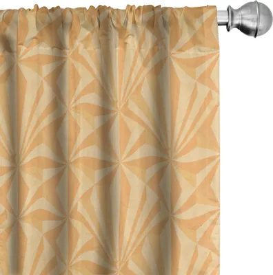 Immagine prodotto di ABAKUHAUS Tende arancioni, tendaggi, stile retrò astratto ispirato all'intaglio del legno, design grafico frattale digitale, 2 pezzi 75 x 225 cm, champagne e pesca