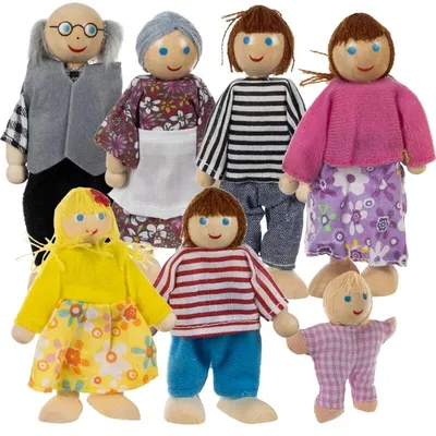 Produktbild von Puppenset Familie 7 Stück Kruzzel 19764