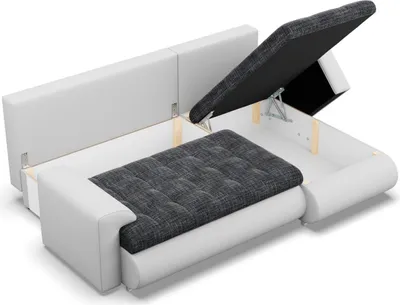 Produktbild von Rechts Ecksofa mit Schlaffunktion FORESTA, Sofa mit bettkasten 230x159cm, Dunkelgrau + Weiß
