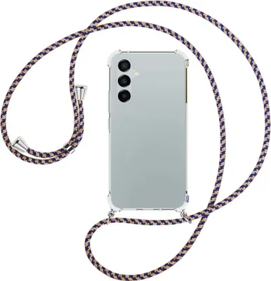 Produktbild von Handykette Backcover-Schutzhülle mit Band (Metall silberfarben) für Samsung Galaxy A54 5G (6.4'') - blau+beige