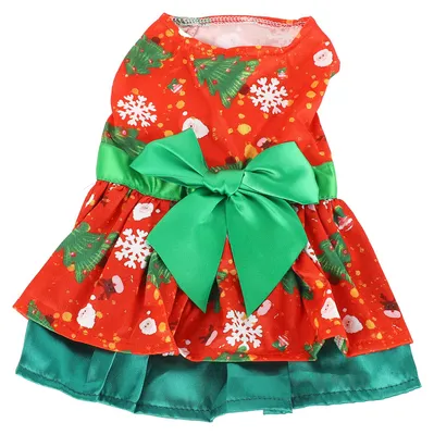 Produktbild von Hundekleid, modisch, niedlicher Weihnachtsbaum, Schneeflockenmuster, Welpe, Sommer, für Party, Alltag, Fotografie, S