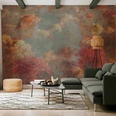 Produktbild von Vlies Fototapete - Nature in autumn - landscape of autumn trees in painted retro style 100x70 cm Blumen b-A-10012-a-a