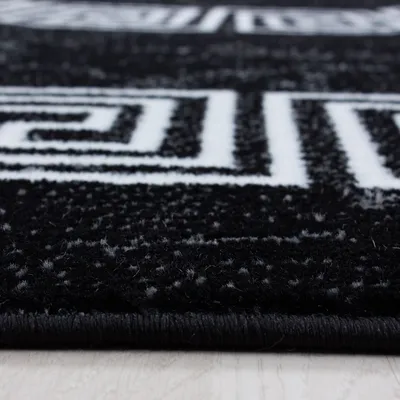 Produktbild von Kurzflor Teppich Pago Läufer, Farbe: Schwarz, Größe:80x300 cm