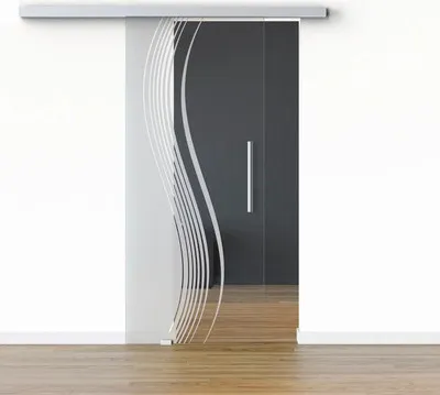 Produktbild von Pertura Glasschiebetür Komplettset Glera Reflect 01 1025x2175 mm Links inkl. Beschlag Selir Aluminium natur,Stangengriff
