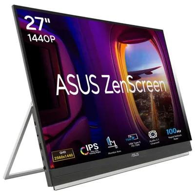 Produktbild von ASUS ZenScreen MB27ACF, 68,6 cm (27"), 2560 x 1440 Pixel, Quad HD, LCD, 5 ms, Schwarz