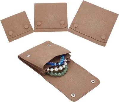 Produktbild von Famanu Microfaser Schmuckrolle - kompakte Aufbewahrungstasche für Schmuck - braun - nachhaltig und leicht - ideal für Reisen und den Alltag