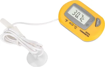 Obrázok produktu pre Phefop Digitálny LCD akváriový merač vody ExquisiTos Príslušenstvo pre akvárium, vhodné pre nádrže, 1 teplomer s prísavkou (ŽLTÝ)