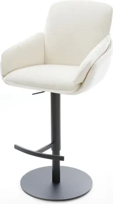 Produktbild von DELIFE Barstuhl Luan-Flex Bouclé Soft Beige Drehfuß höhenverstellbar Metall Schwarz