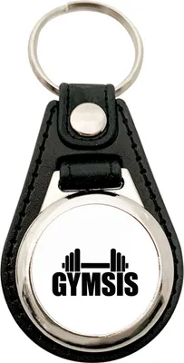 Produktbild von Huuraa Schlüsselanhänger Gymsis Hantel Metall mit Kunstleder Schlüsselring Einkaufswagenchip Geschenkidee