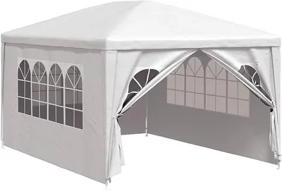 Produktbild von Pavillon Zelt Partyzelt 3x4 m Weiß, Gartenpavillon Stabil Gartenzelt für Strand Hochzeit Camping LH2A