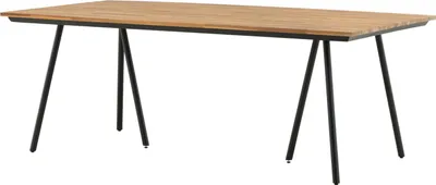 Obrázok produktu pre FURNLUX Vonkajší jedálenský stôl Chan Acacia And Black 100 cm / Hlavná farba: hnedá / Rozmery: 100 x 200 x 74 cm