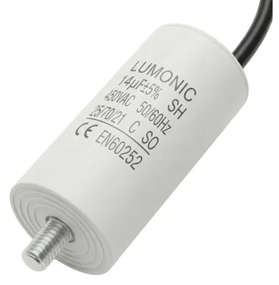 Motorstartkondensator 14µF 450V, 34x70mm, mit Kabel