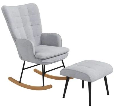 Imagen del producto de Sillón reclinable - Sillón de relax - Sillón - Silla de estar - Gris claro - Estructura de haya