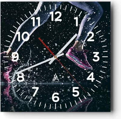 Produktbild von Wanduhr - Quadrat - Glasuhr - Laufen Lifestyle Leichtathletik Schuhe - 40x40cm - Schleichendes Uhrwerk - Lautlos - zum Aufhängen bereit - Dekoration Modern - Wanddekoration aus Glas - C4AC40x40-2900