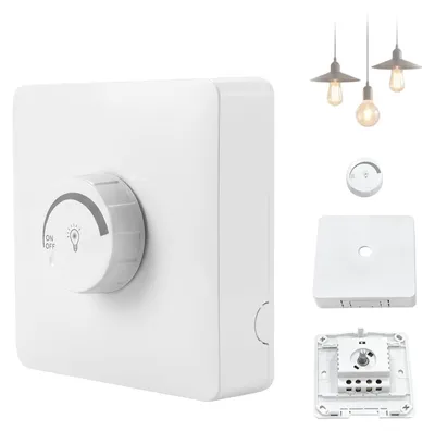 Immagine prodotto di Interruttore dimmer LED – Bianco – Dimmer rotativo per lampade LED dimmerabili da 1 a 400 W