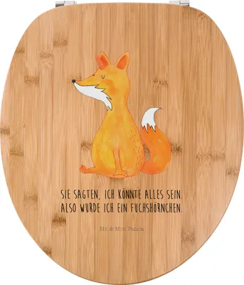 Produktbild von Mr. & Mrs. Panda Toilettendeckel Einhorn Fuchs - Transparent - Geschenk, Fuchshörnchen, WC Brille, Füchse, Unicorns, Unicorn, Einhörner, Klobrille, holz sitz, Klodeckel