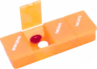 Produktbild von Tablettendose orange-transparent - 4 Fächer