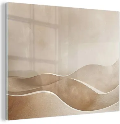 Productafbeelding van Unyqoos® Acrylglaaswanddecoratie, 40 x 30 cm – Beige glooiend landschap, moderne wanddecoratie voor de woonkamer