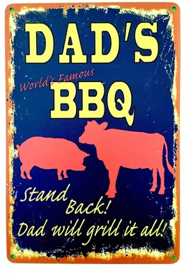 Metallschild Papa - Dad's BBQ, 30x20 cm, Retro Vintage