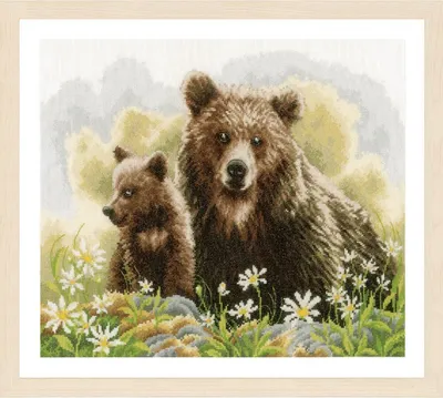 Image de Kit point de croix Lanarte "Ours dans la forêt", DIY, 45x34cm