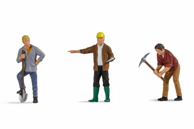 Produktbild von NOCH Bauarbeiter, Handkolorierte Miniaturfiguren, ideal für Spurweite 0 und Modelllandschaft, 1:43