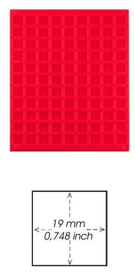 Produktbild von Prophila Collection rote Veloureinlage für Münzbox, 99 eckige Fächer für Münzen bis 19mm, z. B. 3.Reich Münzen