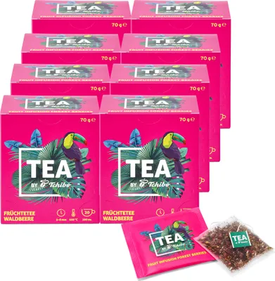 Produktbild von Tchibo Tee „TEA by Tchibo“ Früchtetee Waldbeere, Beeren-stark und fruchtig-süß, Vorratspack, Maxipack, Teebox, 160 Stück - 8x 20 Teebeutel, Natürliche Zutaten, Nachhaltiger Anbau