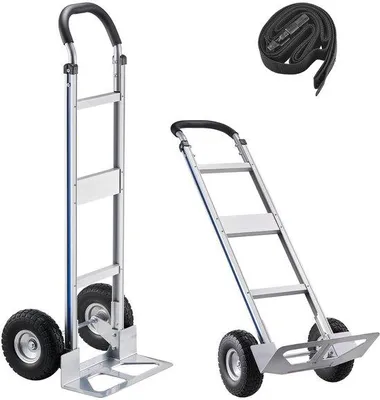 Zdjęcie produktu dla Wózek ręczny / wózek do transportu ciężkich ładunków – nośność 227 kg – stop aluminium – z pasem mocującym – wymiary 48 x 50 x 134 cm – do przeprowadzek, biura, magazynu