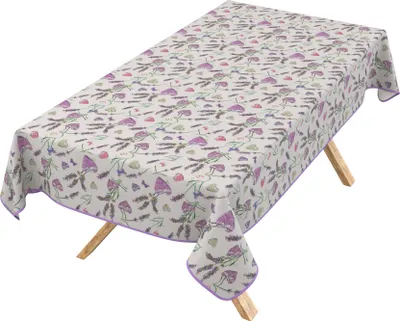 Produktbild von Tischdecke 3.0 Ruhig Lavanda Herz Lila 400x140cm Band Wachstuch abwaschbar