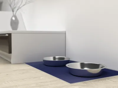 Produktbild von Primaflor Napfunterlage EXPOPET - Blau - 50x30cm - wasserdichte Futtermatte für Hunde & Katzen